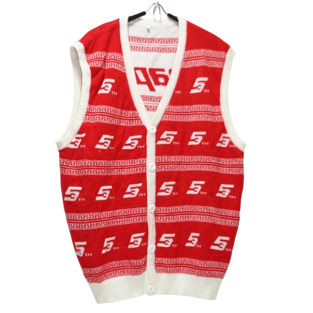 Snap-on Mens Logo Sweater Vest XXL Red White Christmas Retro Ugly Sweater Kitsch